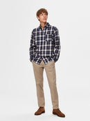 Mattnew Long Sleeve Check Shirt - Dark Sapphire Check