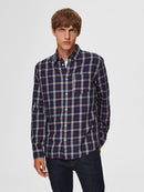 Mattnew Long Sleeve Check Shirt - Dark Navy Check