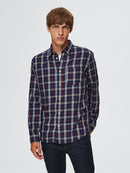 Mattnew Long Sleeve Check Shirt - Dark Navy Check