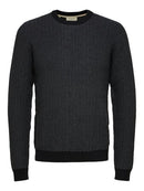 Aiden Crew Neck Knit - Medium Grey Melange Black