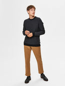 Aiden Crew Neck Knit - Medium Grey Melange Black