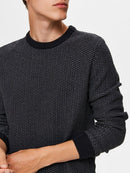Aiden Crew Neck Knit - Medium Grey Melange Black
