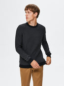 Aiden Crew Neck Knit - Medium Grey Melange Black
