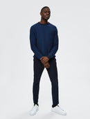 Aiden Crew Neck Knit - Estate Blue Dark Sapphire