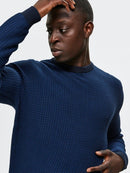 Aiden Crew Neck Knit - Estate Blue Dark Sapphire