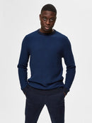 Aiden Crew Neck Knit - Estate Blue Dark Sapphire