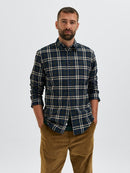Trent Long Sleeve Check Shirt - Dark Navy