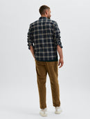 Trent Long Sleeve Check Shirt - Dark Navy