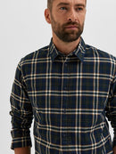 Trent Long Sleeve Check Shirt - Dark Navy