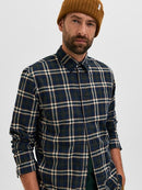 Trent Long Sleeve Check Shirt - Dark Navy