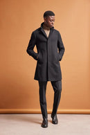 Hagen Wool Coat - Grey Melange  Twill