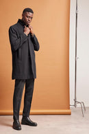 Hagen Wool Coat - Grey Melange  Twill