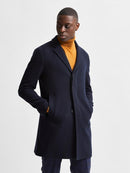 Hagen Wool Coat - Grey Melange  Twill