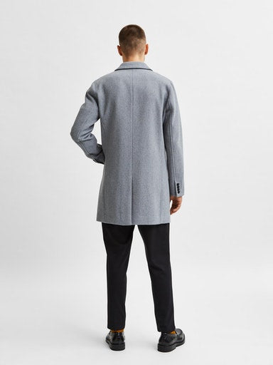 Hagen Wool Coat - Grey Melange  Twill
