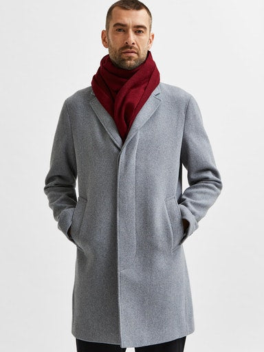 Hagen Wool Coat - Grey Melange  Twill