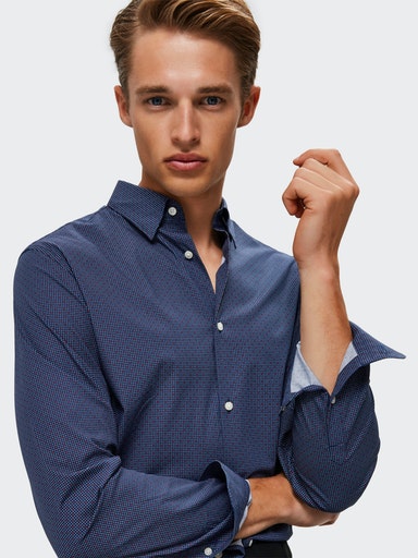 Michigan Slim Fit Shirt - Dark Blue Aop