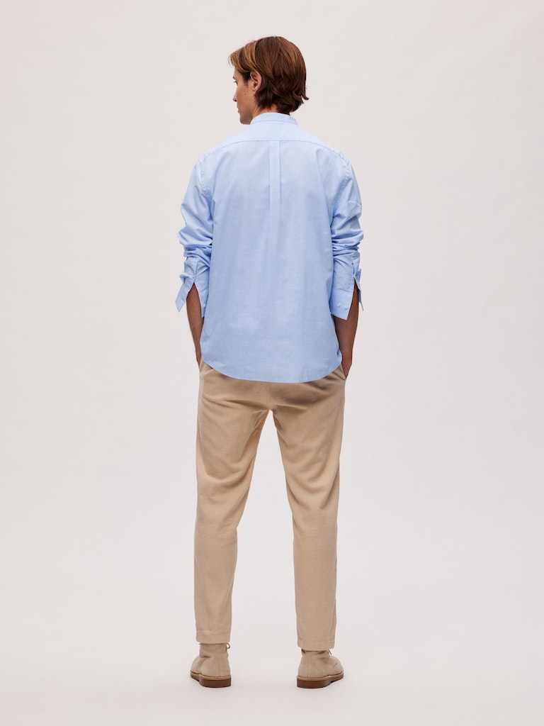 Long Sleeve Linen Shirt - Cashmere Blue