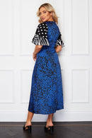 Murphy Split Sleeve Midi Dress - Blue Animal