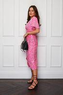 Esme Ruched Skirt Midi Dress - Pink