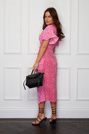 Esme Ruched Skirt Midi Dress - Pink