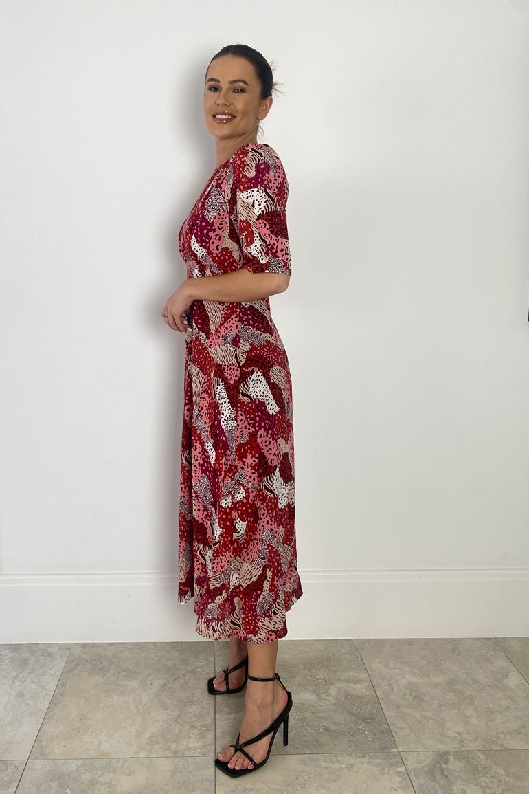 Margot Midi Dress - Red/pink