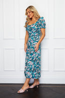 Lillian Sweetheart Midi Dress - Green Ditsy Floral