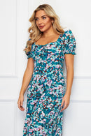 Lillian Sweetheart Midi Dress - Green Ditsy Floral