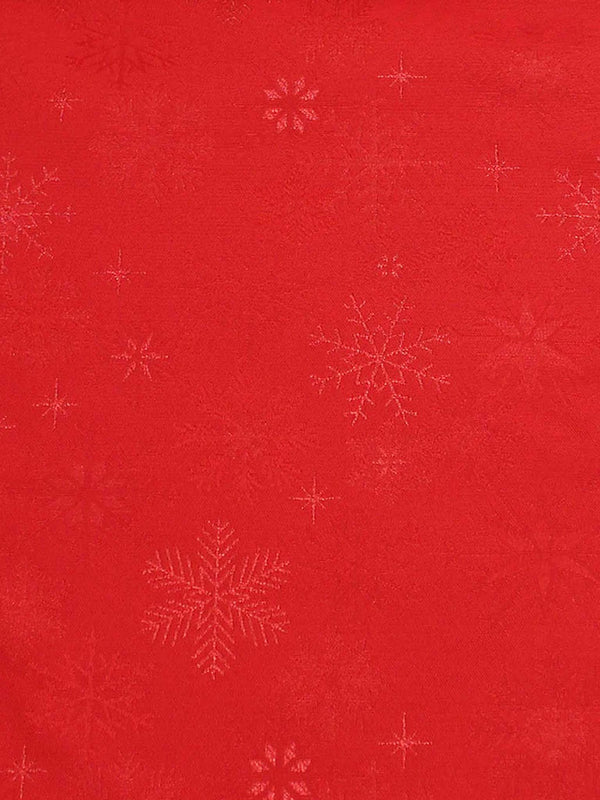 Snow Crystal Round Tablecloth 67in - Red