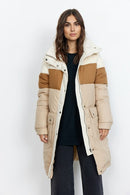 Ellemi Striped Padded Coat - Sand