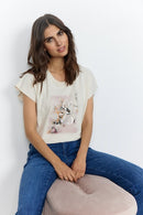 Feminin Front Print T-Shirt - Cream
