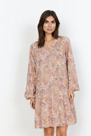 Jana 2 V Neck Print Dress - Rose