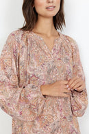 Jana 2 V Neck Print Dress - Rose