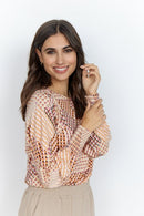 Marica Geometric Print Blouse - Rose