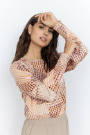 Marica Geometric Print Blouse - Rose