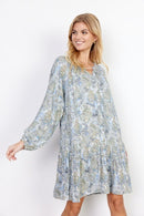 Jana 2 V Neck Print Dress - Bright Blue