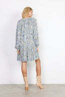 Jana 2 V Neck Print Dress - Bright Blue