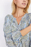 Jana 2 V Neck Print Dress - Bright Blue