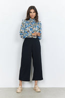 High Neck Floral Blouse - Bright Blue