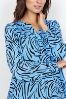 Jodie V Neck Blouse - Bright Blue