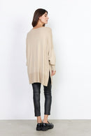 Dollie V Neck Loose Jumper - Sand Melange