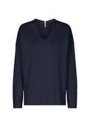 Niaka 52 V Neck Jumper - Navy Melange