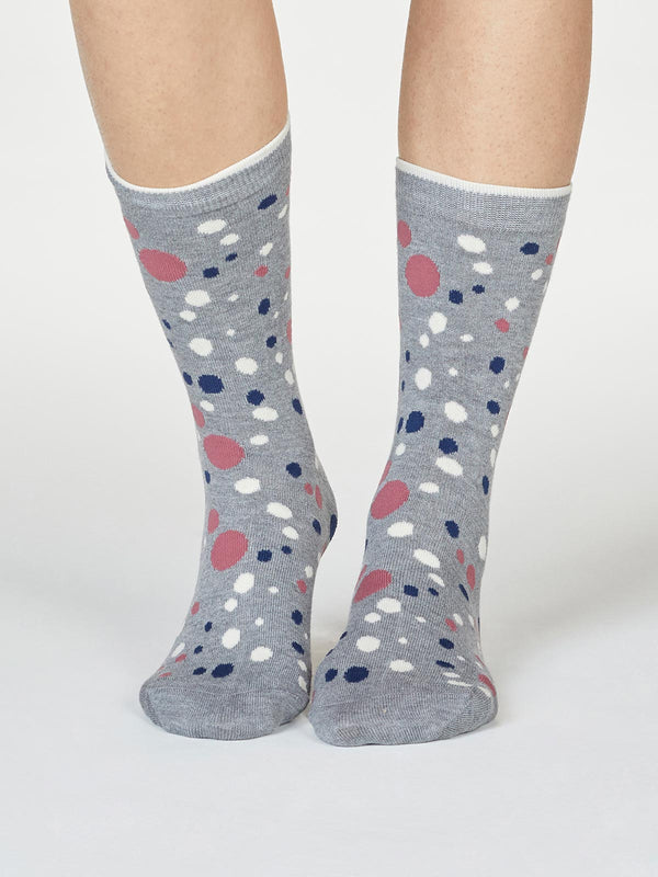Lucille Spot Socks - Grey Marle