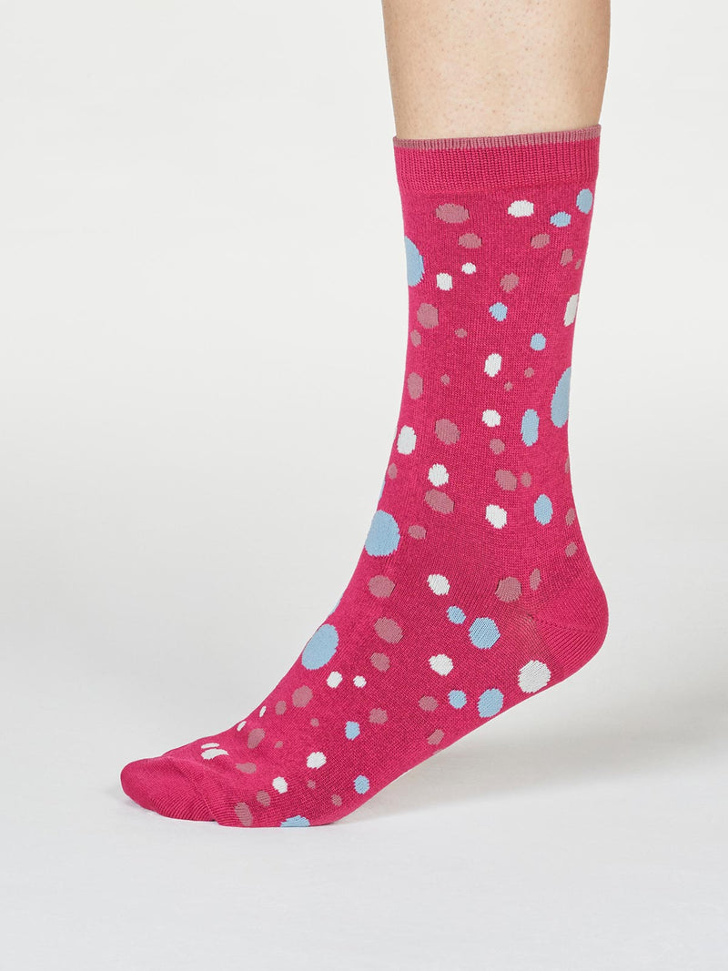 Lucille Spot Socks - Magenta Pink