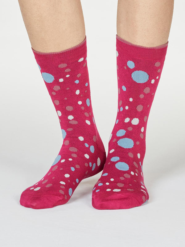 Lucille Spot Socks - Magenta Pink