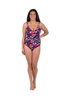 Sakura Mock Wrap Swimsuit - Blue