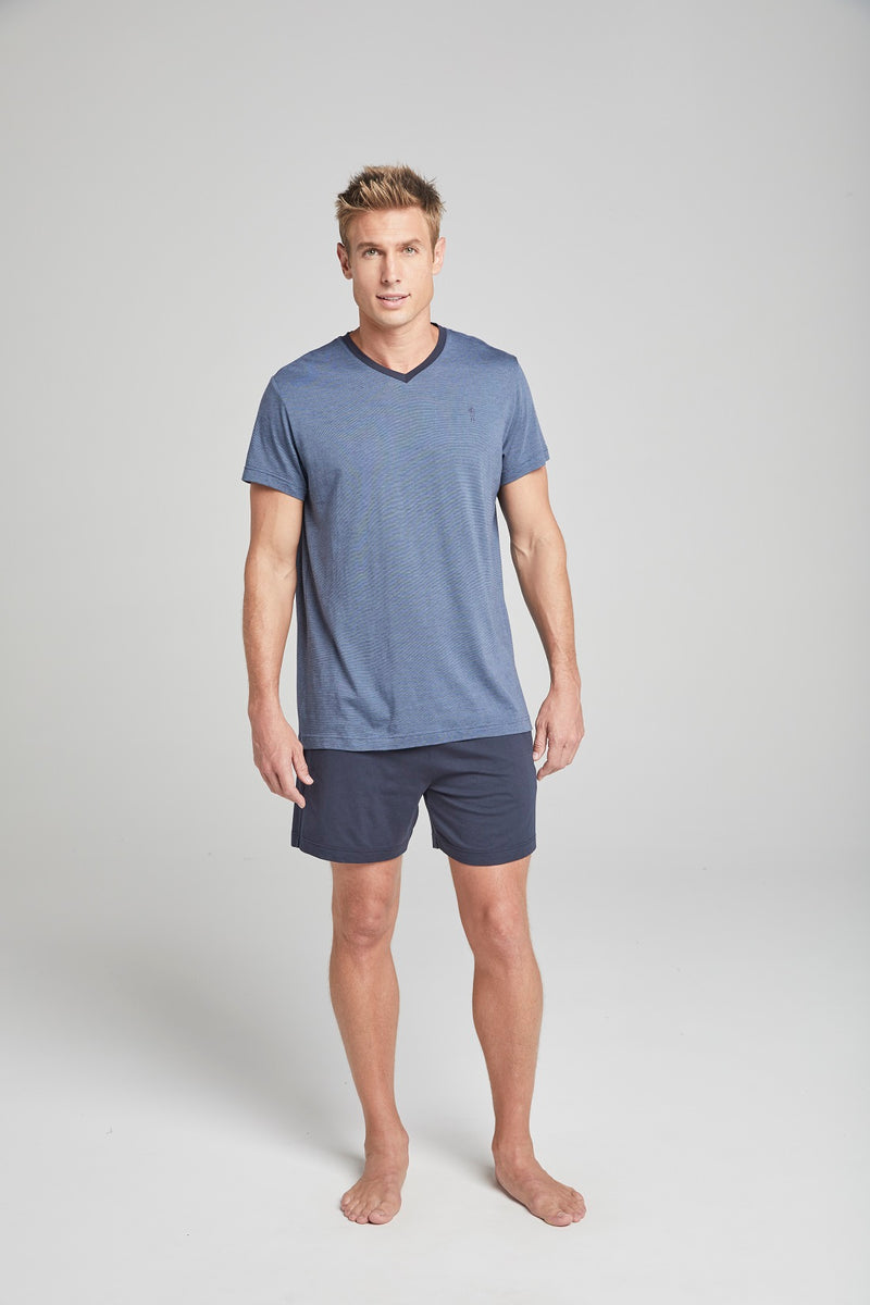 Short Sleeve Knit Pyjama - Navy
