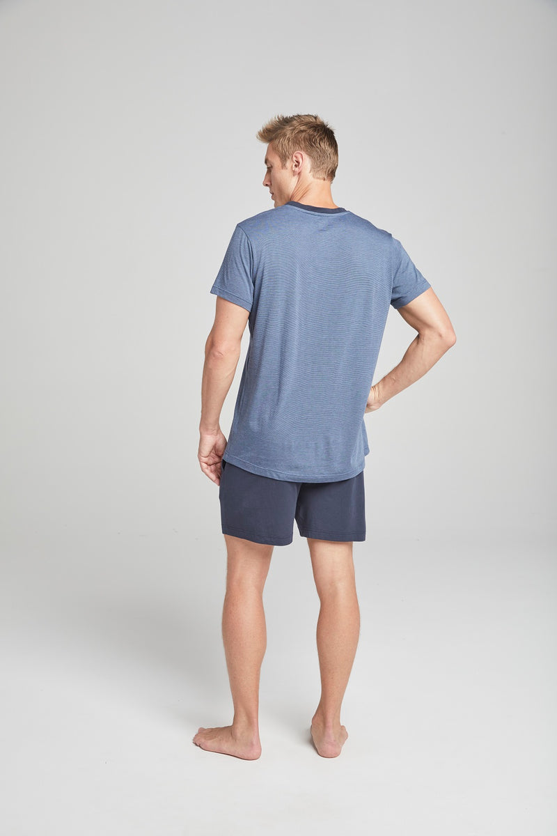 Short Sleeve Knit Pyjama - Navy