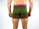 Bamboo Boxer - Khaki/cerise Band