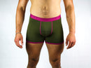 Bamboo Boxer - Khaki/cerise Band