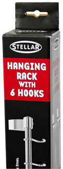 Premium Stainless Steel 42cm Hanging Rack and Six Hooks